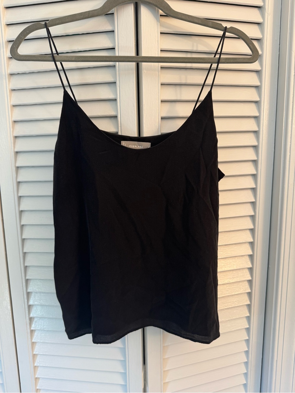 Everlane Black Silk Cami with Thin Straps